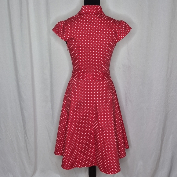Wedtrend 1950's Style Red/White Polka-Dot Fit & Flare Midi Dress - Size S (US 2) - Picture 5 of 13